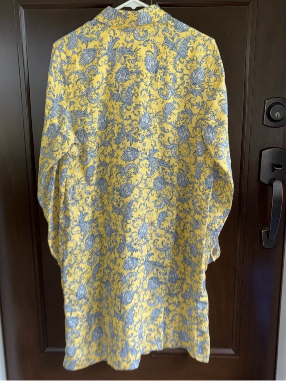EUC J. Jill Linen Lemon Paisley Popover Dress Size Medium - Picture 7 of 9